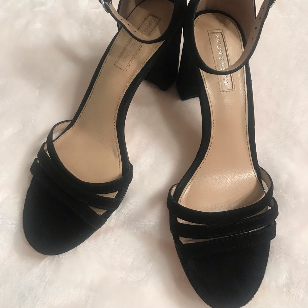Suede black sandals size 6.5.